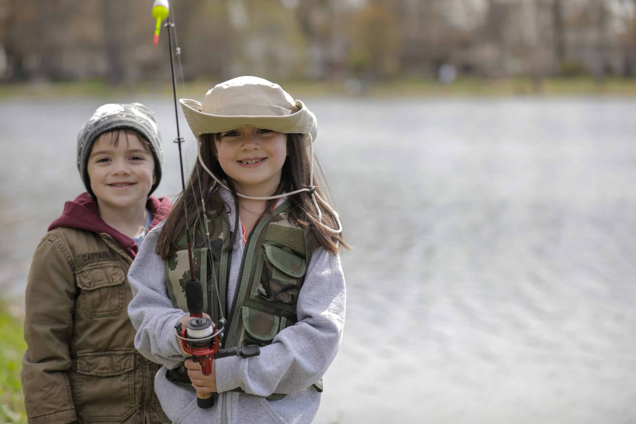 Brother and sister ready for the Trout Derby at Olander Lake