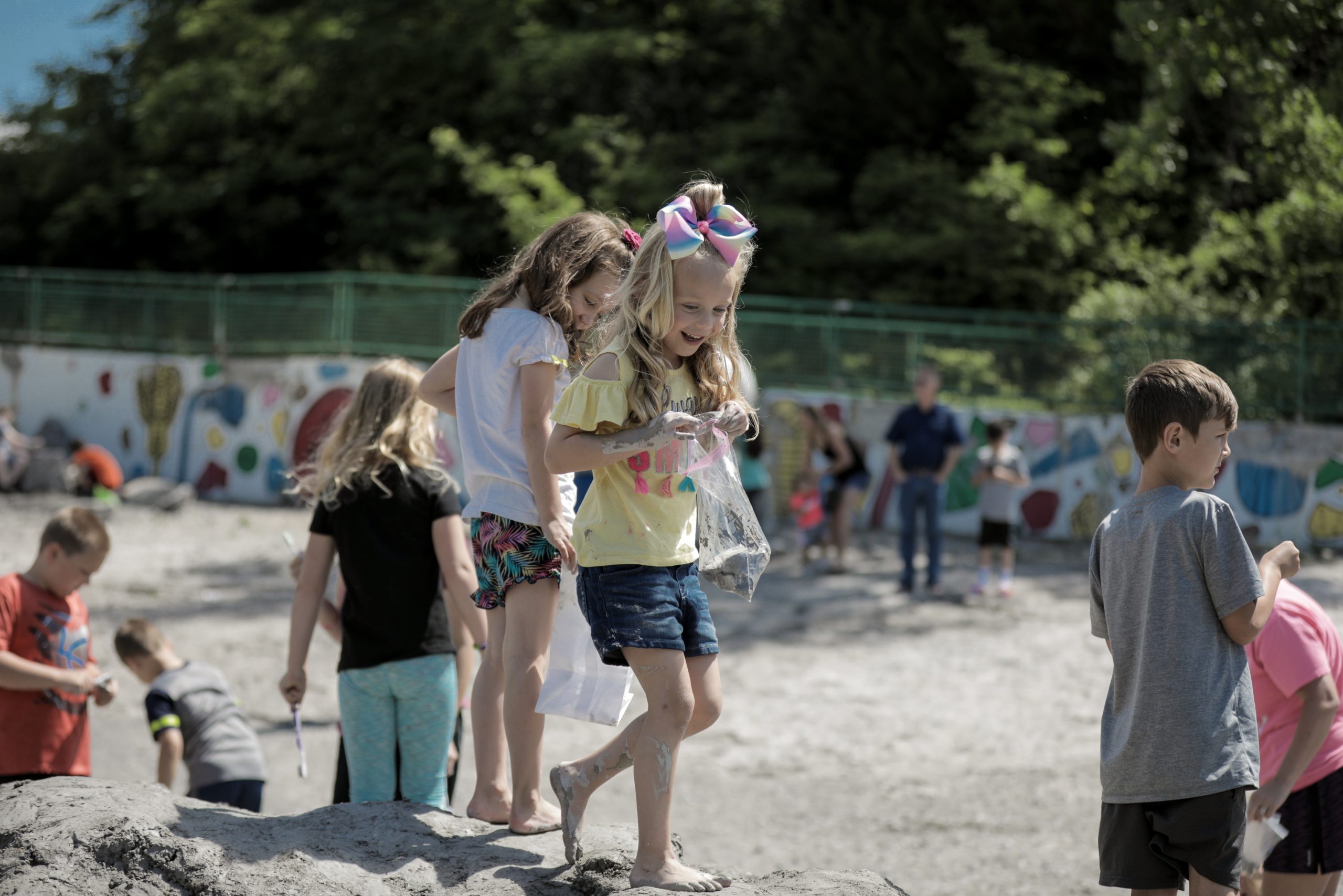 Kids looking for fossils in Sylvania Ohio